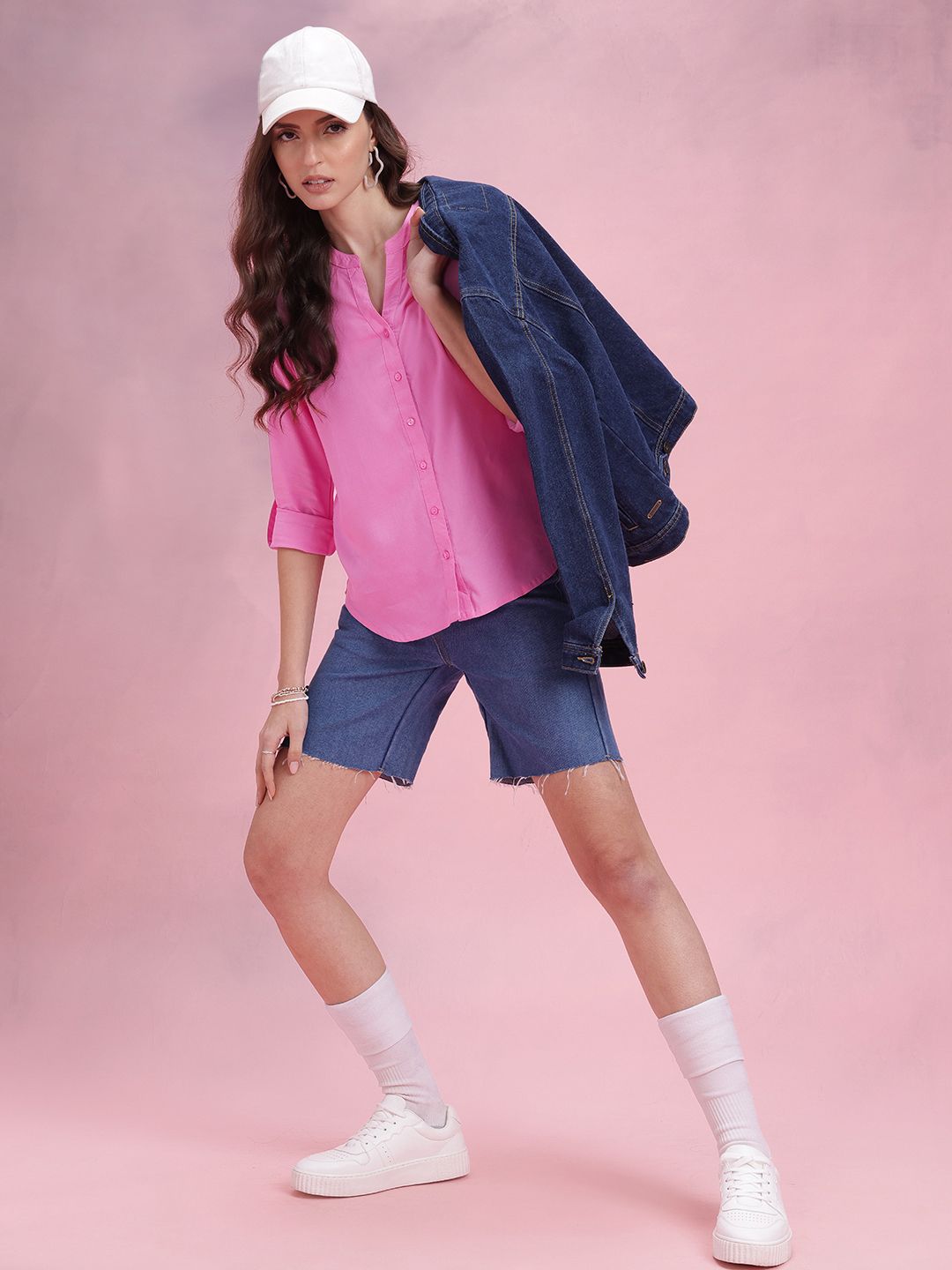 DressBerry Mandarin Collar Casual Shirt