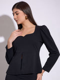 SASSAFRAS worklyf Sweetheart Neck Puff Sleeve Top