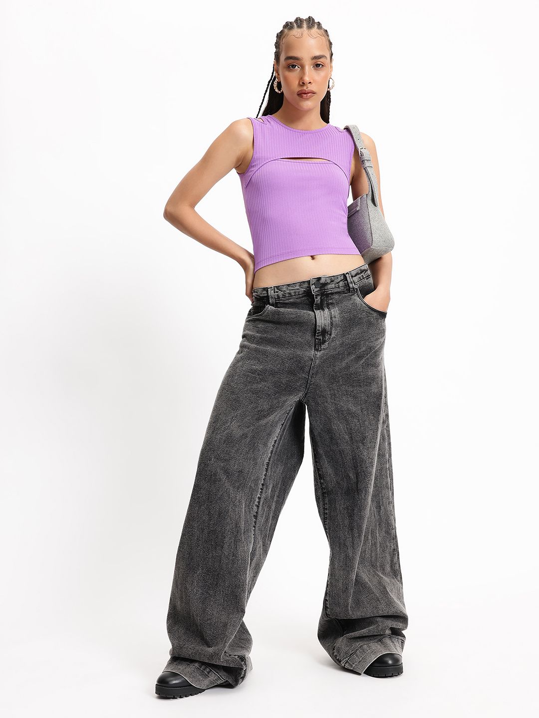 DressBerry Sensual Staple Cut-Out Ribbed Top