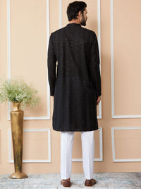 See Designs Embroidered Regular Sequinned Chanderi Silk Kurta with Pyjamas