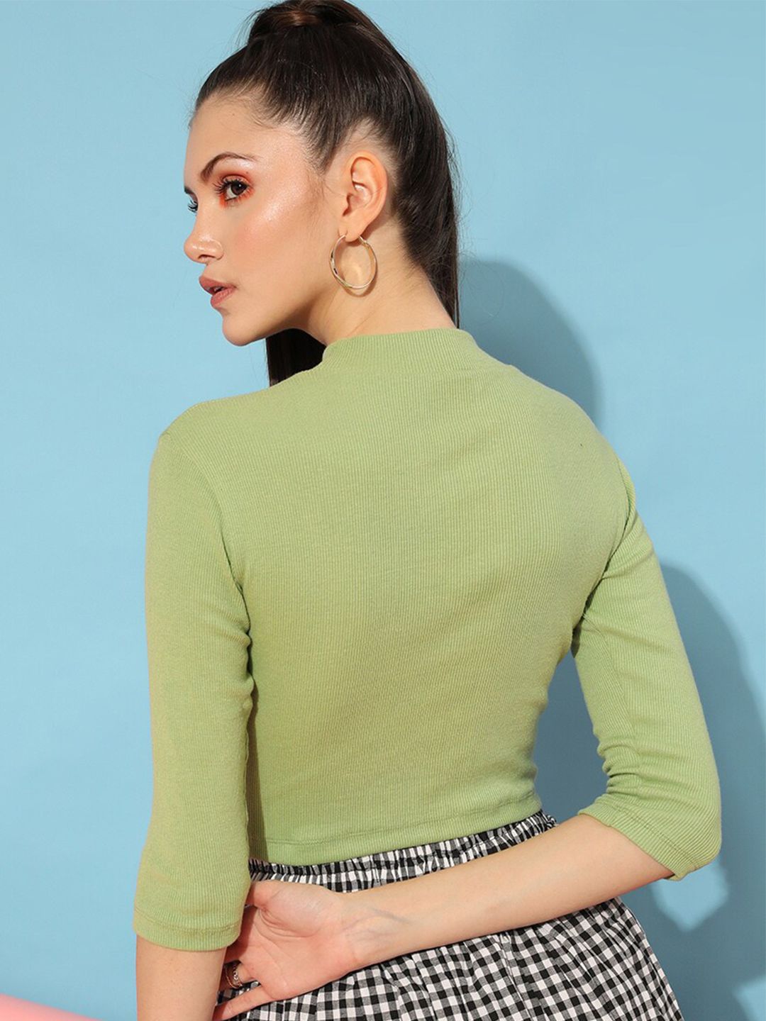 STREET 9 Gorgeous Green Solid Pure Cotton Top