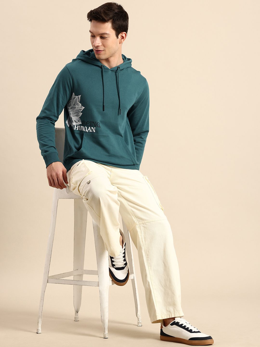 Being Human Pure Cotton Printed Hooded Sweatshirt