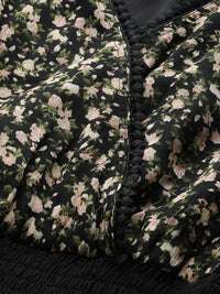 Antheaa Women Black & Green Floral Print Smocked Wrap Dress