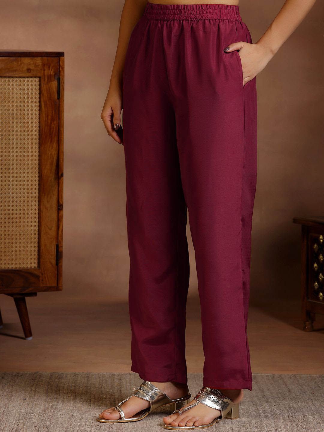 Libas Ethnic Motifs Embroidered Thread Work Straight Kurta With Trousers & Dupatta