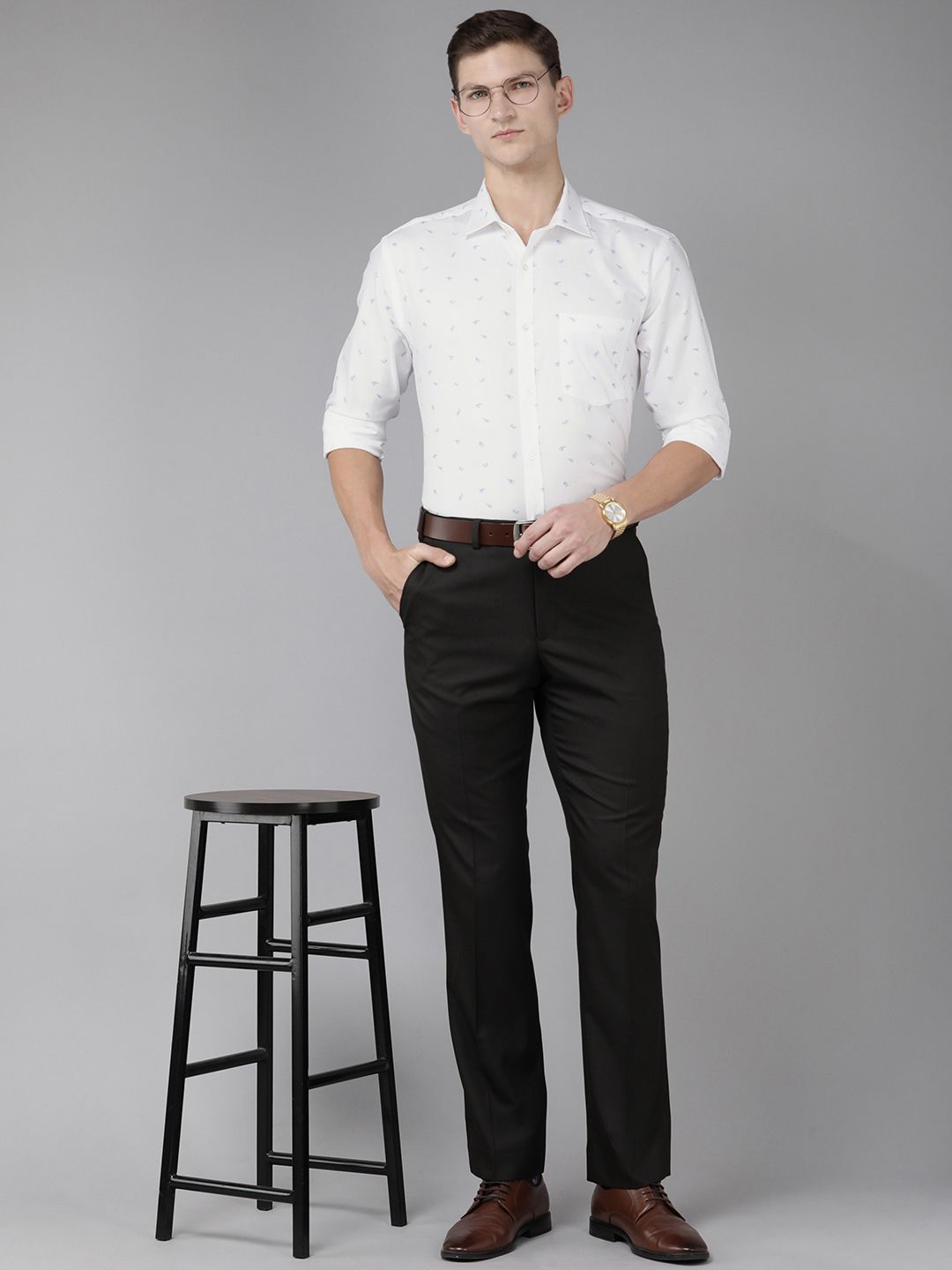 Park Avenue Men Slim Fit Floral Printed Pure Cotton Formal Shirt