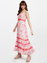 AND Floral Shoulder Strap Smocked Maxi Dress