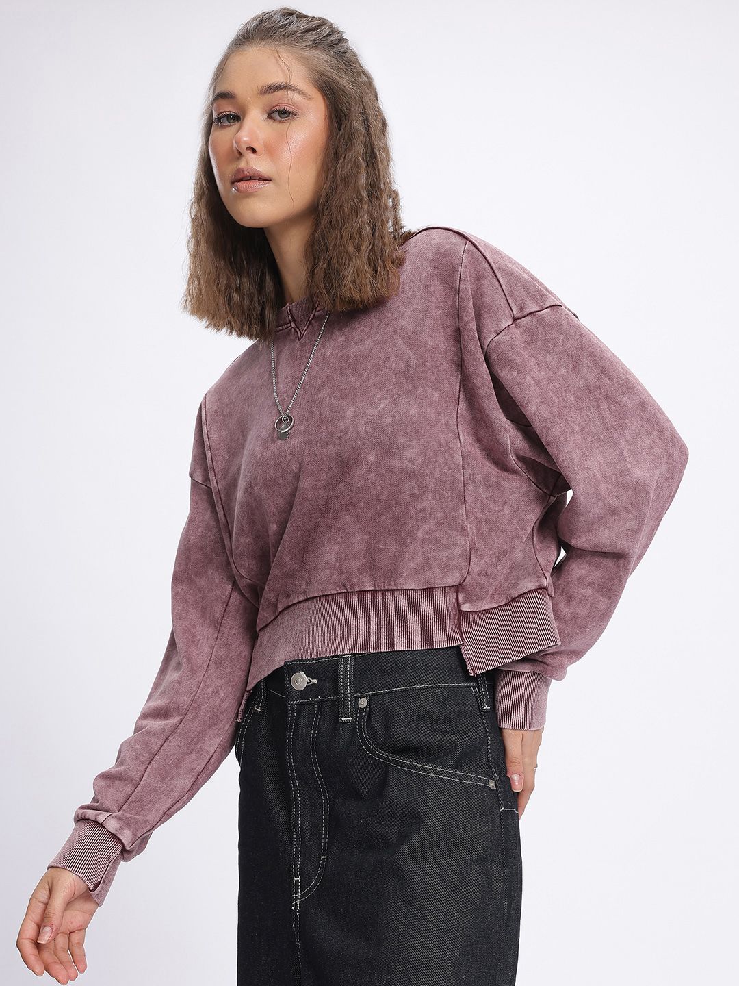 DressBerry Texture Dyed Drop-Shoulder Sweatshirt