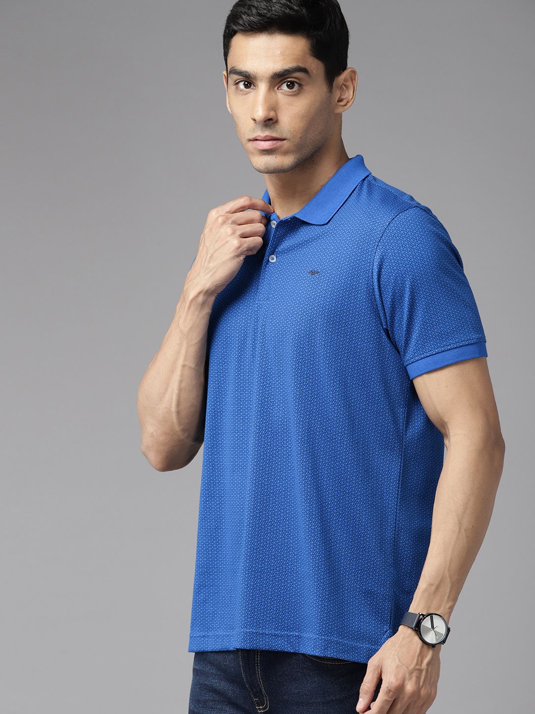 Park Avenue Men Print Polo Collar Slim Fit T-shirt