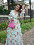 STREET 9 Green Floral Georgette Maxi Dress