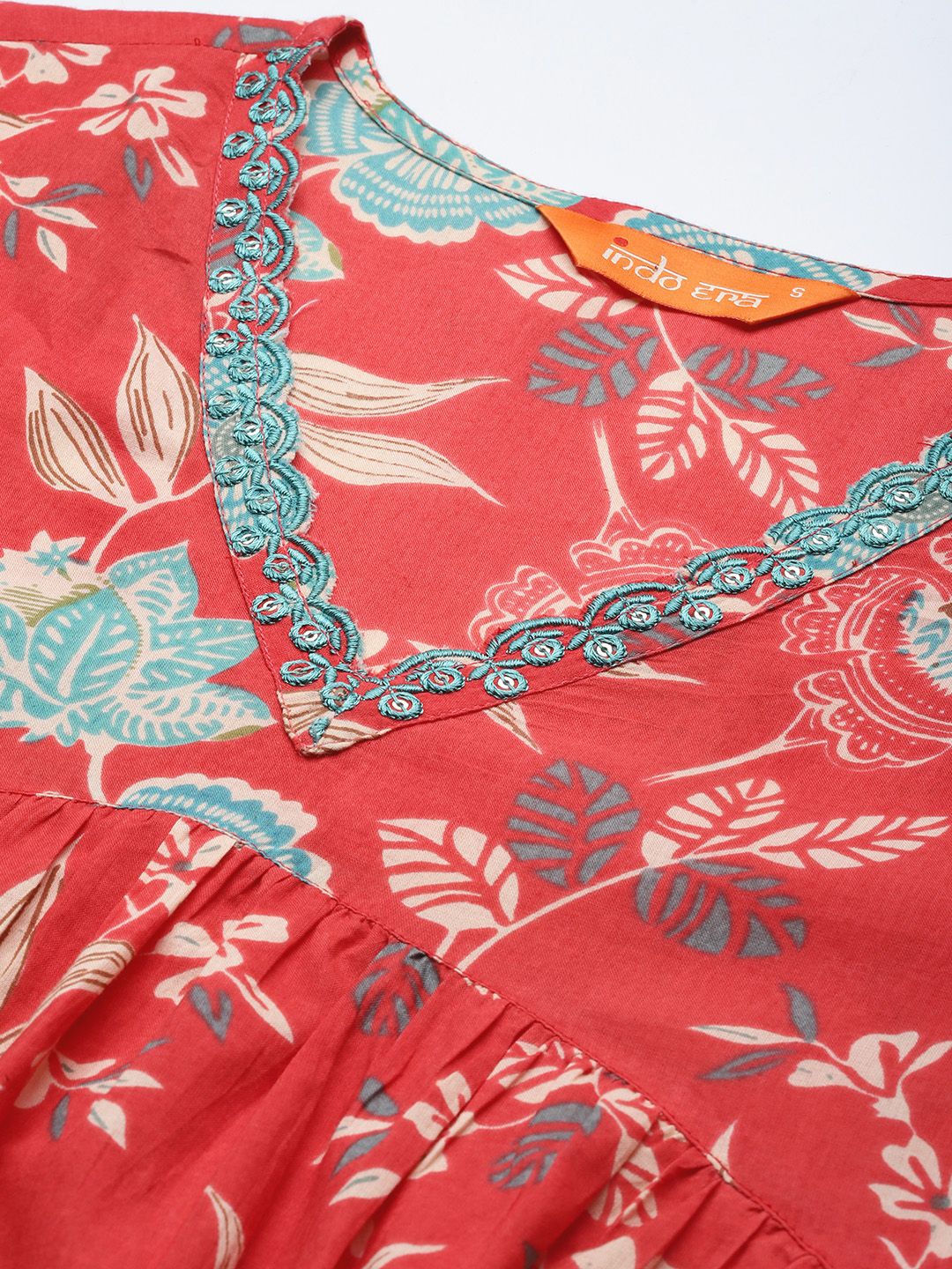 Indo Era Floral Printed Pure Cotton Kurta