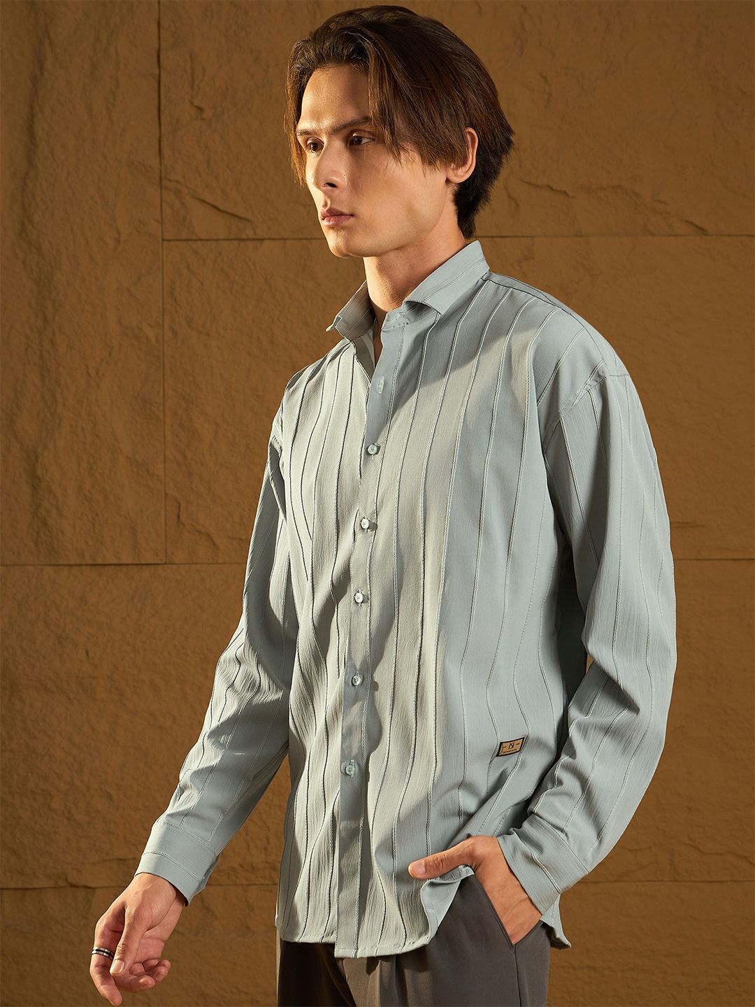 DENNISON Drop Shoulder Oversized Pintuck Shirt