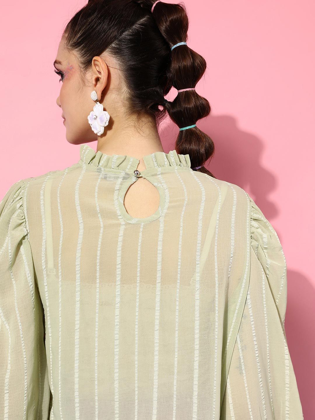 STREET 9 Women Green Striped Top