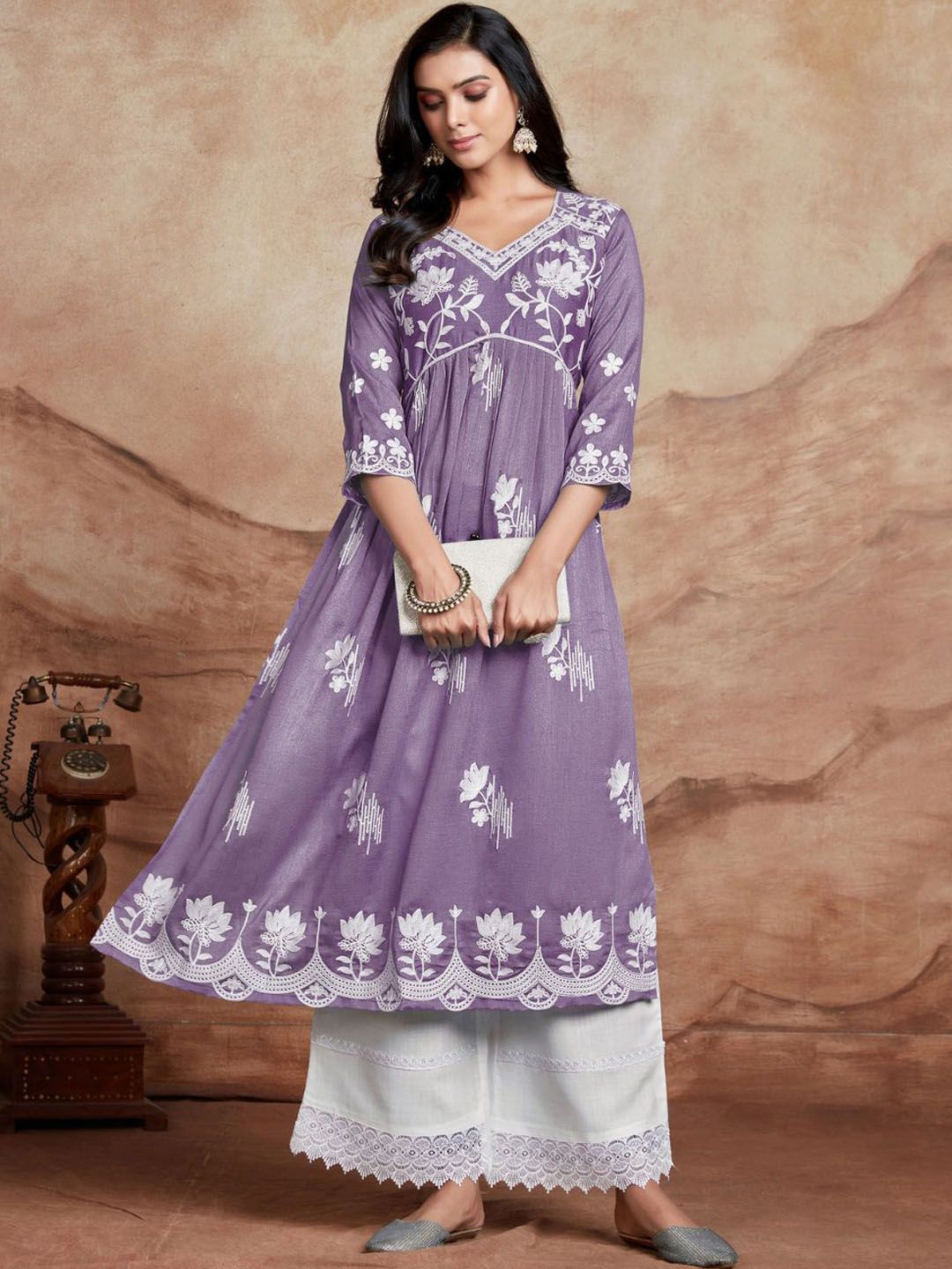 KALINI Women Chikankari Embroidery Kurta