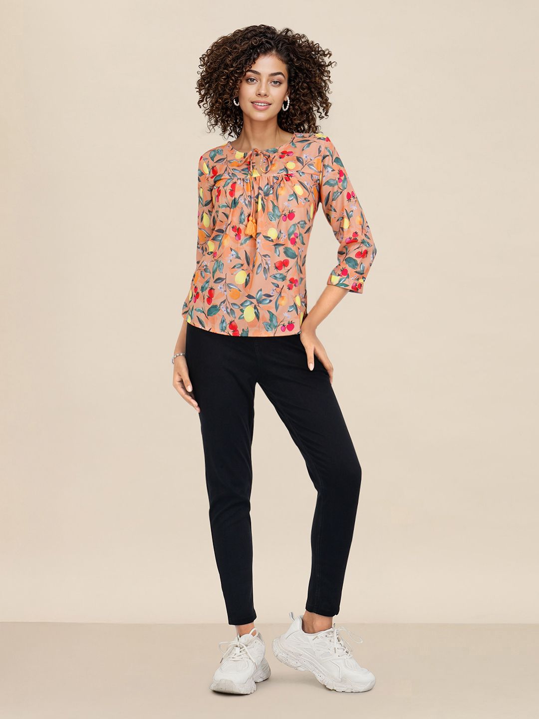 DressBerry Tropical Print A-Line Top