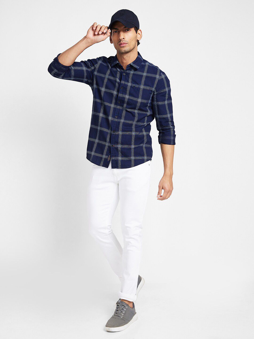 Being Human Slim Fit Windowpane Checked Casual Shirt