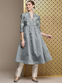 House of Pataudi Floral Printed A-Line Angrakha Jashn Kurta