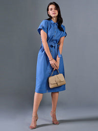 AND Shirt Collar Tie-Ups Midi Dress