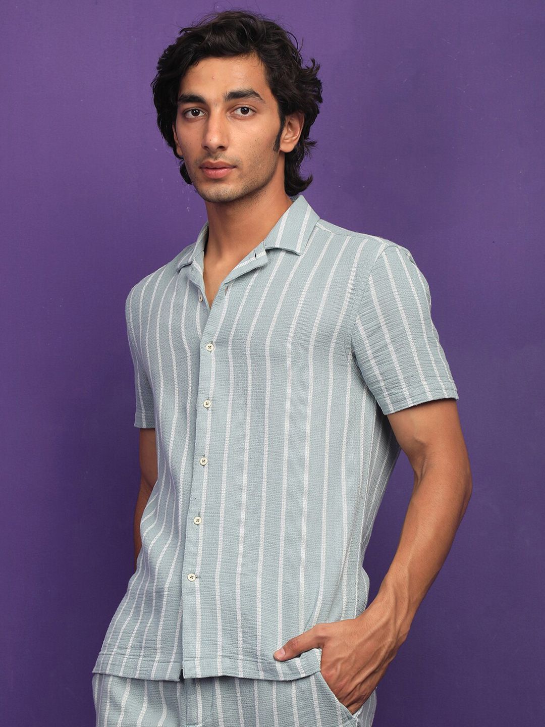 RARE RABBIT Men Nanos Striped Slim Fit Opaque Shirt