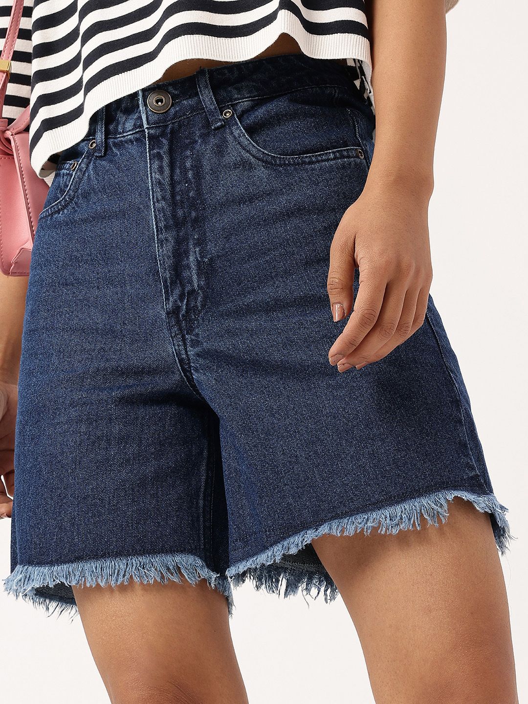 DressBerry Women Urban Vibe Frayed Denim Shorts