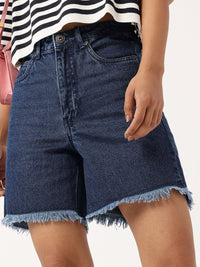 DressBerry Women Urban Vibe Frayed Denim Shorts