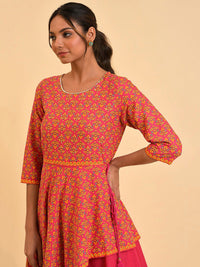 W Pink Ethnic Motifs Printed Maxi Dress