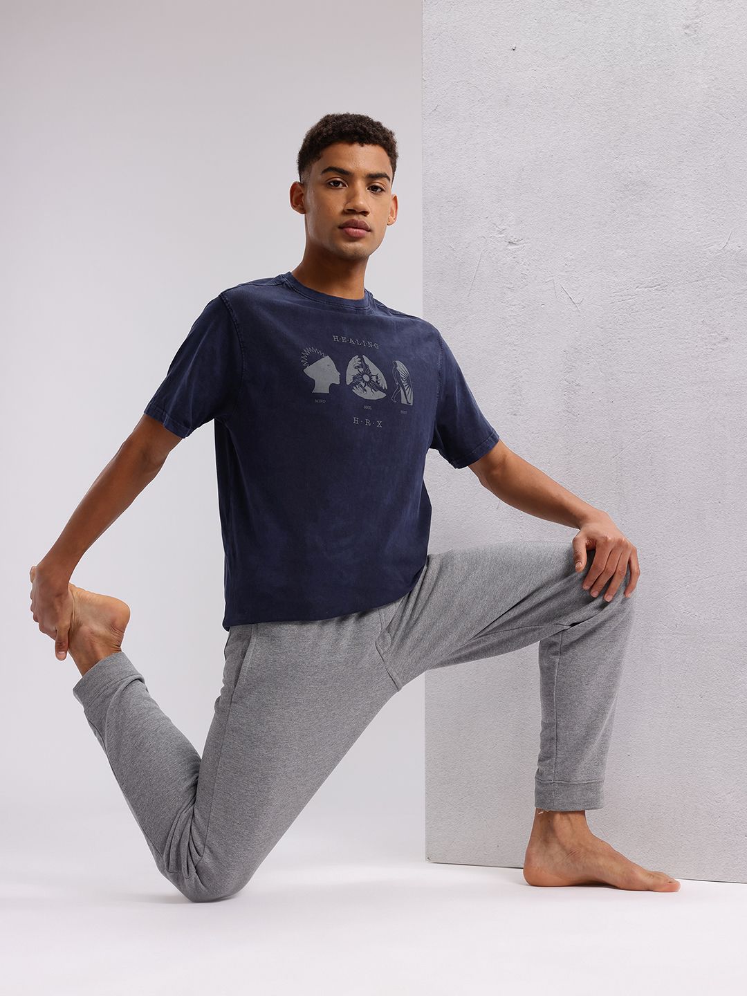 HRX by Hrithik Roshan Printed Pure Cotton Yoga T-shirt