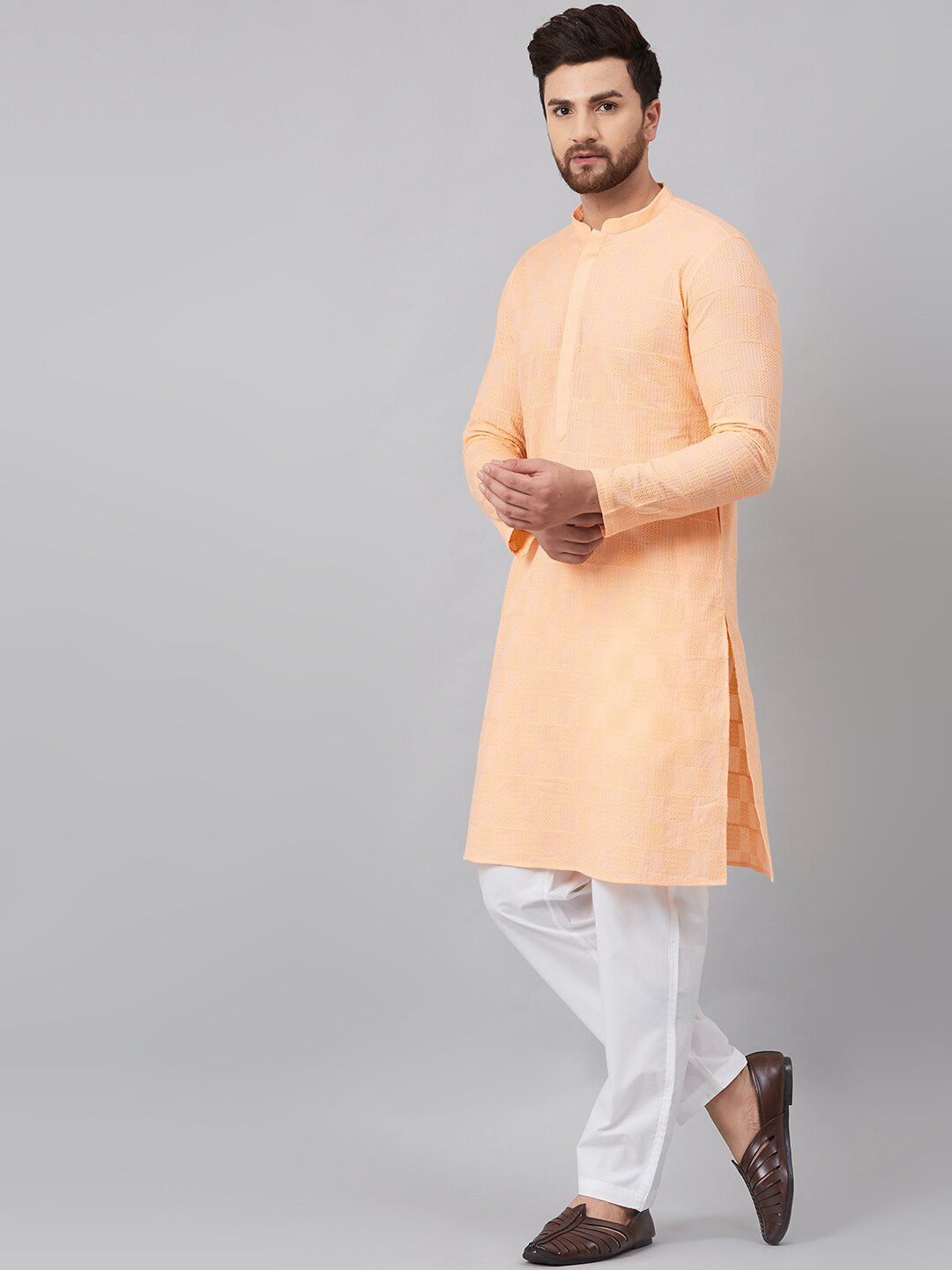 See Designs Men Peach-Coloured Kurta