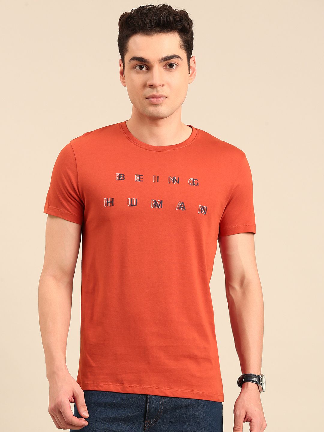 Being Human Typography Printed Pure Cotton T-shirt