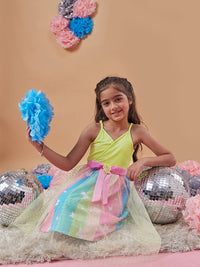 pspeaches Girls Embellished Net Fit & Flare Dress