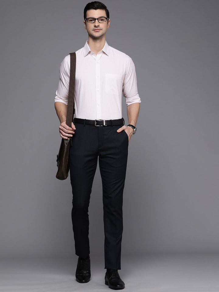 Raymond Men White Striped Pure Cotton Slim Fit Casual Shirt