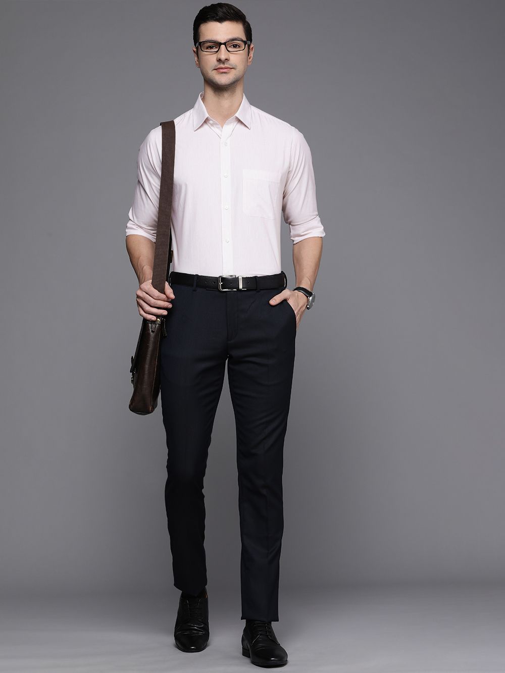 Raymond Men White Striped Pure Cotton Slim Fit Casual Shirt