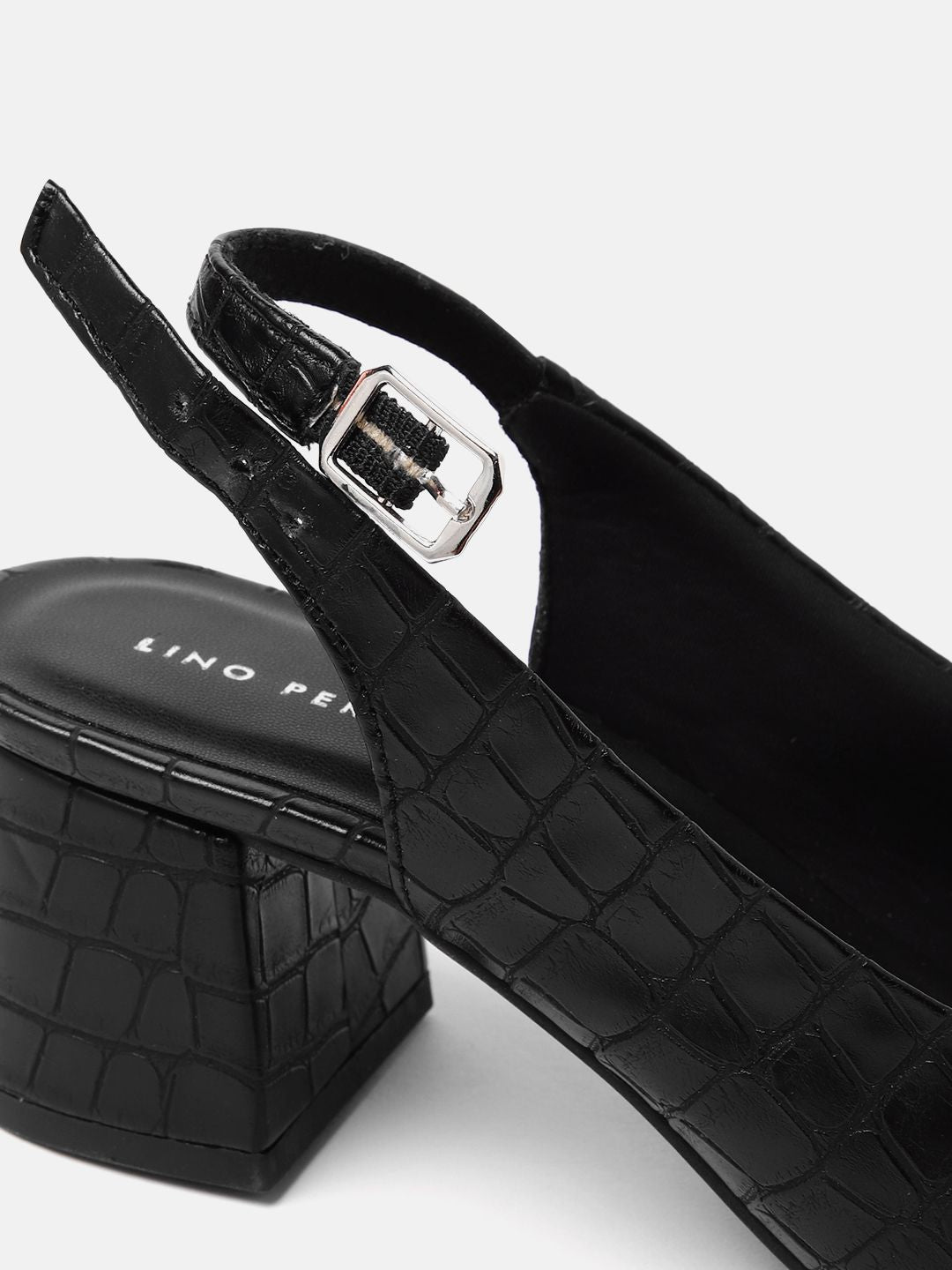 Lino Perros Croc-Textured Block Heel Pumps