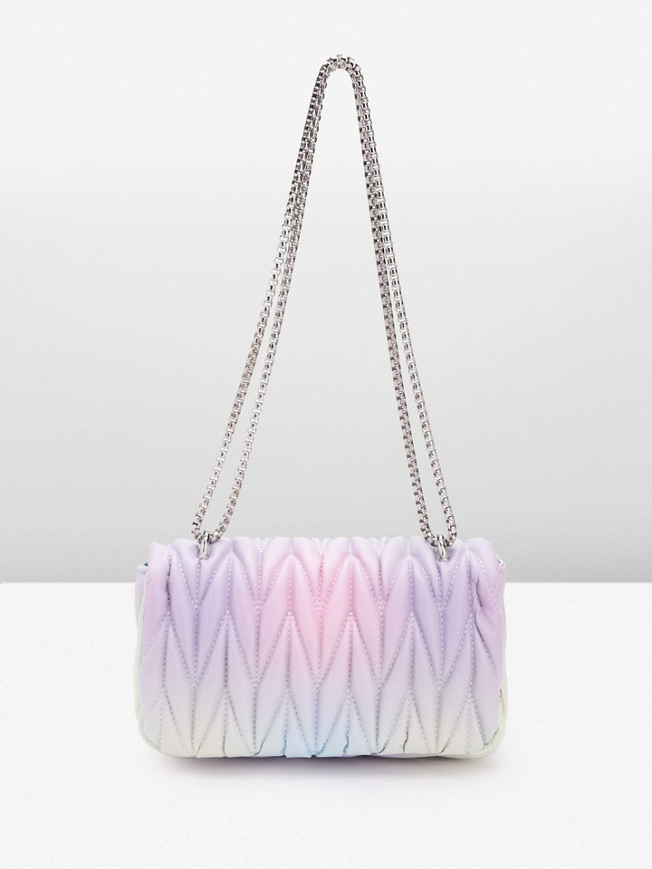 Lino Perros Women Geometric Textured Structured Sling Bag with Quilted Detail