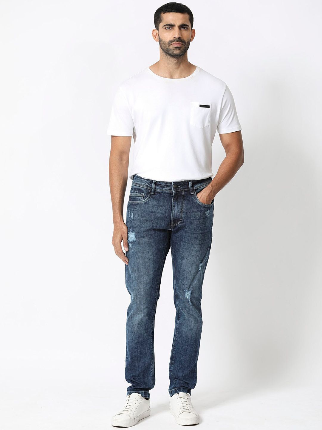 RARE RABBIT Men Hawkins Slim Fit Mid-Rise Stretchable Jeans