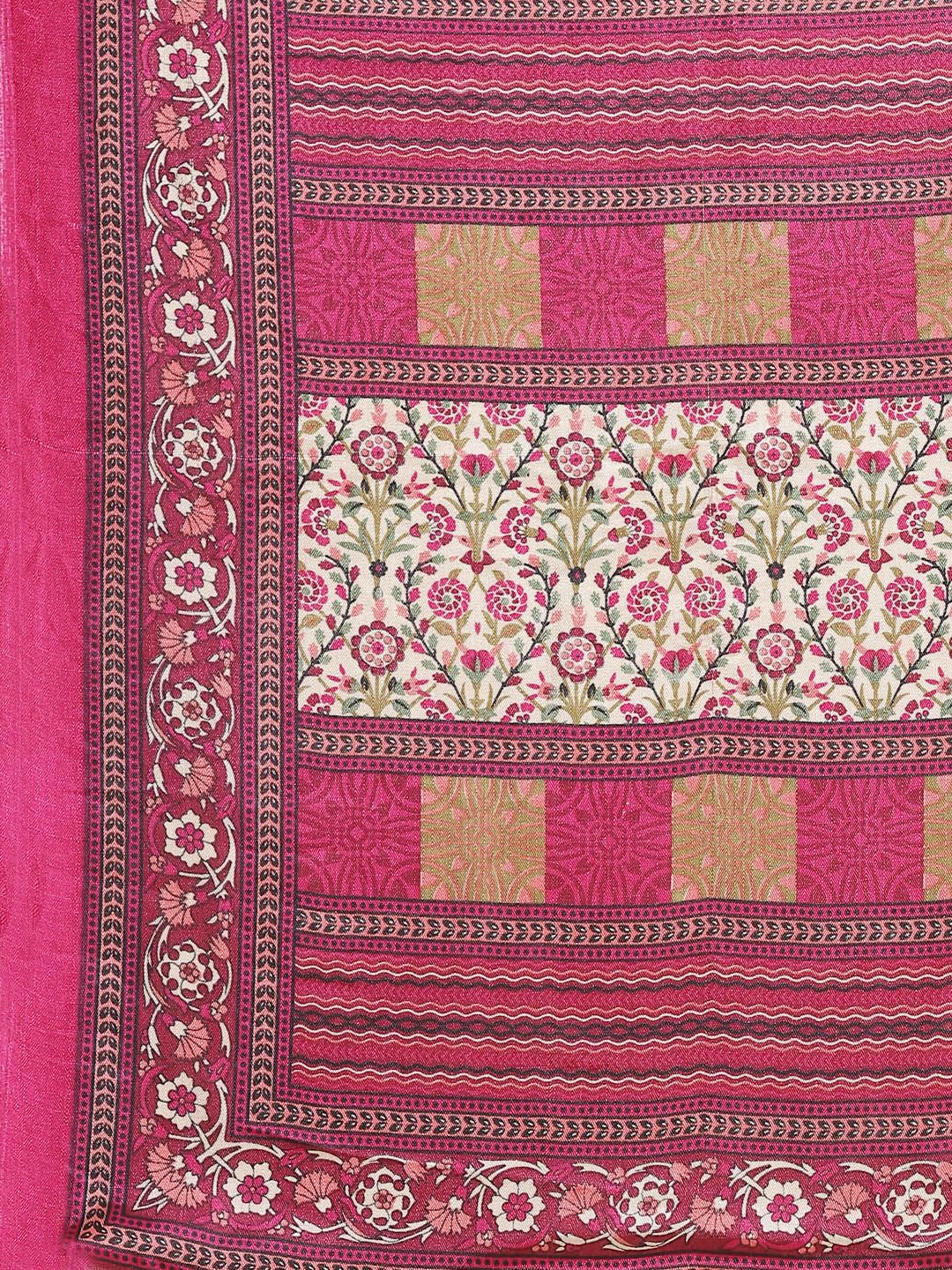 Saree mall Beige & Magenta Ethnic Printed Saree