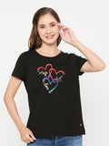 SPYKAR Women Black Printed T-shirt