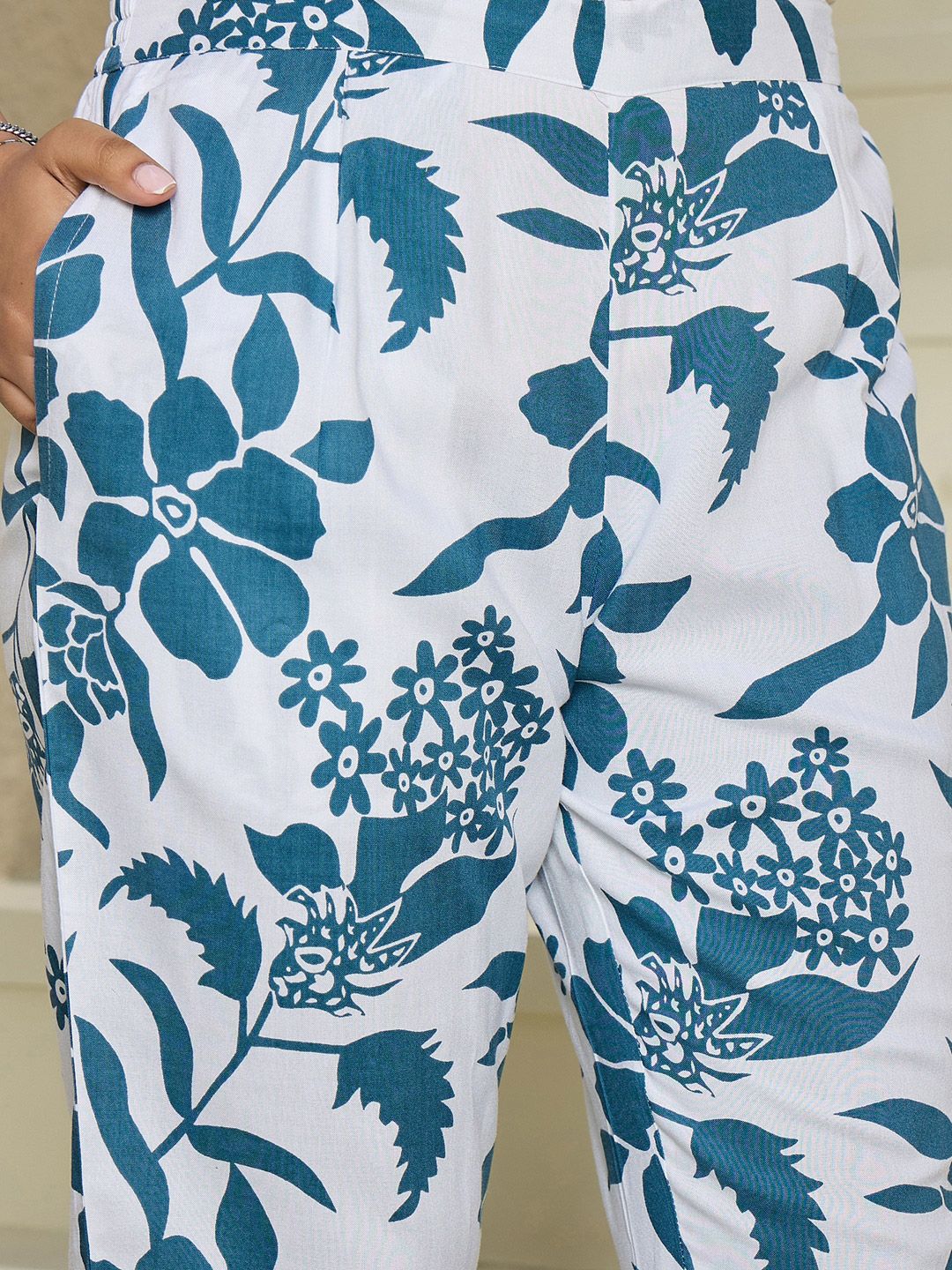 Indo Era Women Floral Printed Regular Kurta with Trousers