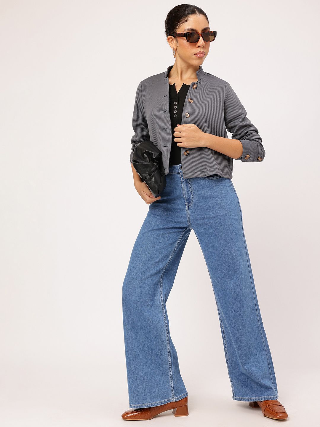 Dressberry Striped Mirage Stand Collar Jacket