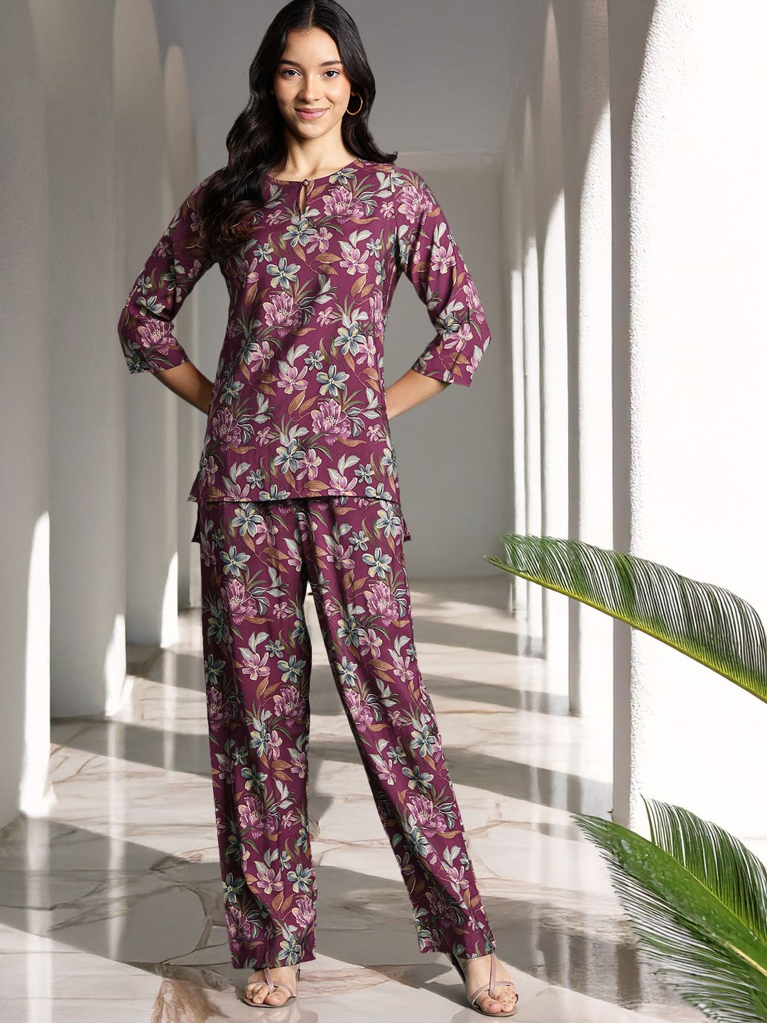 DressBerry Floral Printed Tunic With Trousers Co-Ords