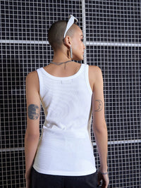 SASSAFRAS White Scoop Neck Tank Top