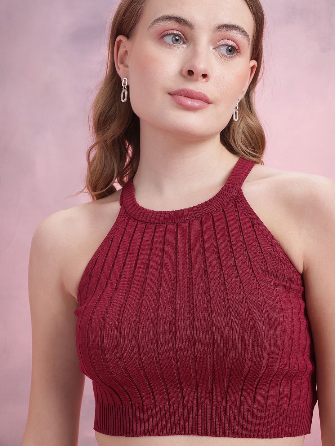 DressBerry Ribbed Fitted Crop Top