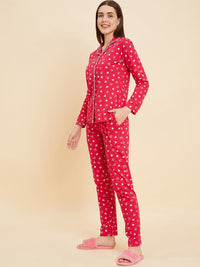 Sweet Dreams Pink & Beige Graphic Printed Pure Cotton Night suit