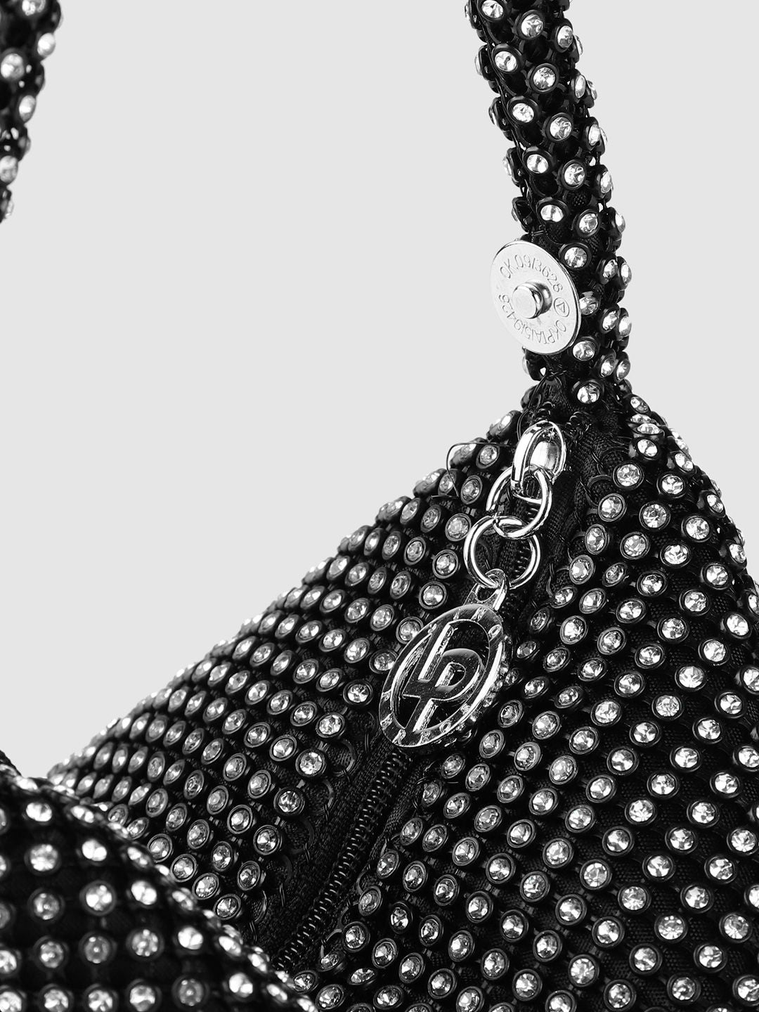 Lino Perros Black & Silver-Toned Embellished Potli Clutch