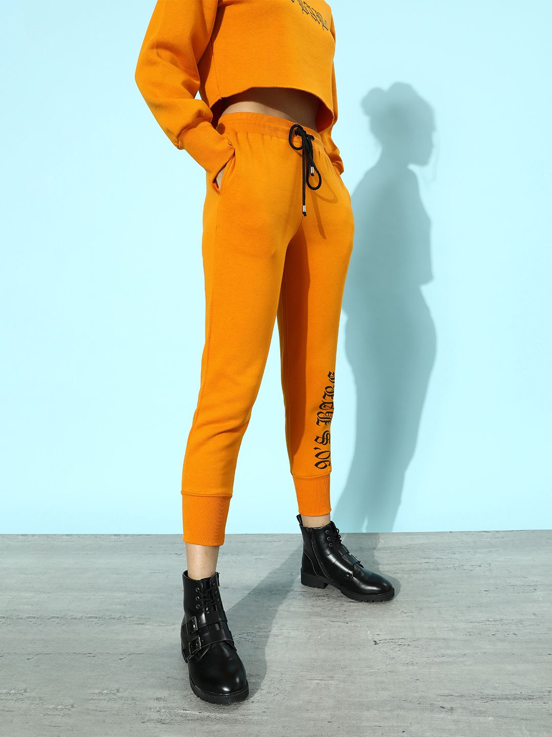 STREET 9 Women Bright Orange Typography Gym Kit Trousers