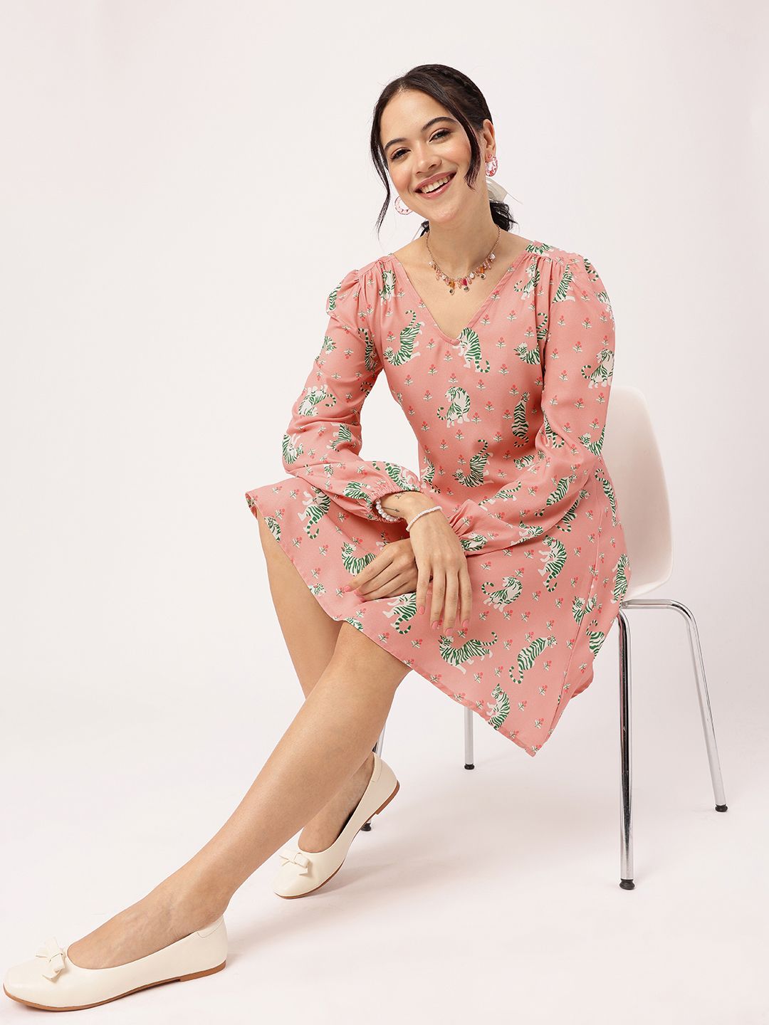 DressBerry Fierce Blend Printed Tie-Up Dress