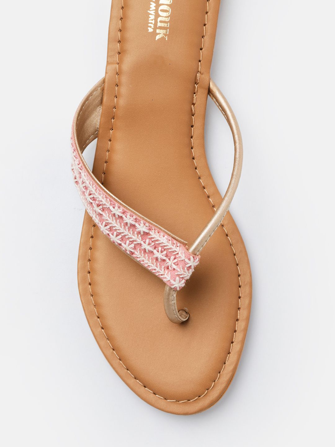 Anouk Women Floral Embroidered T-Strap Flats