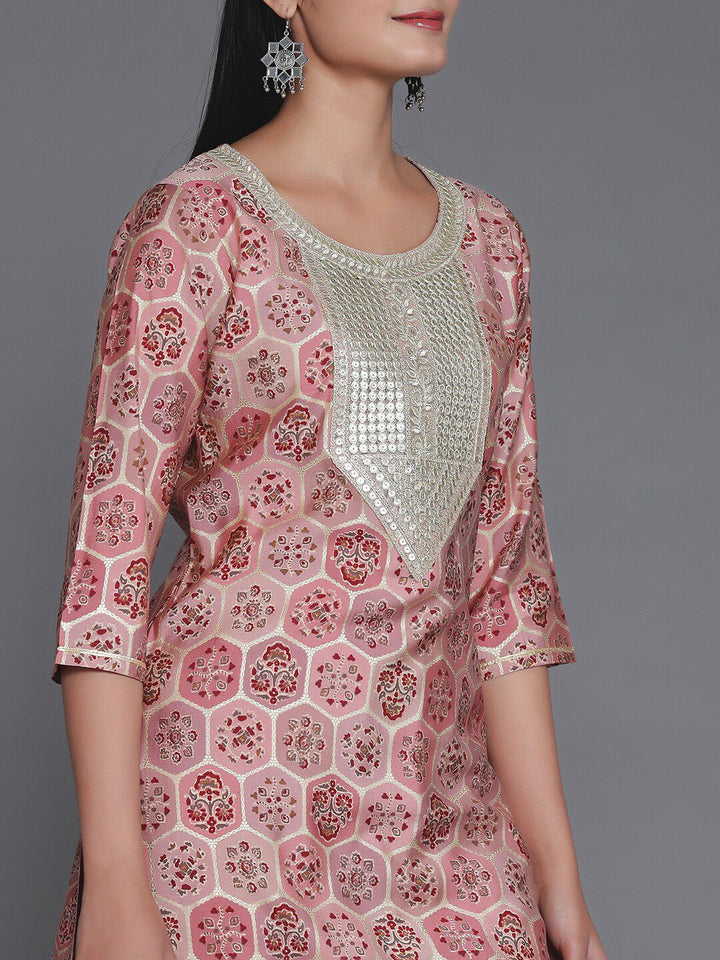 Libas Floral Yoke Design Round Neck Three-Quarter Sleeves Gotta Patti Kurta Set