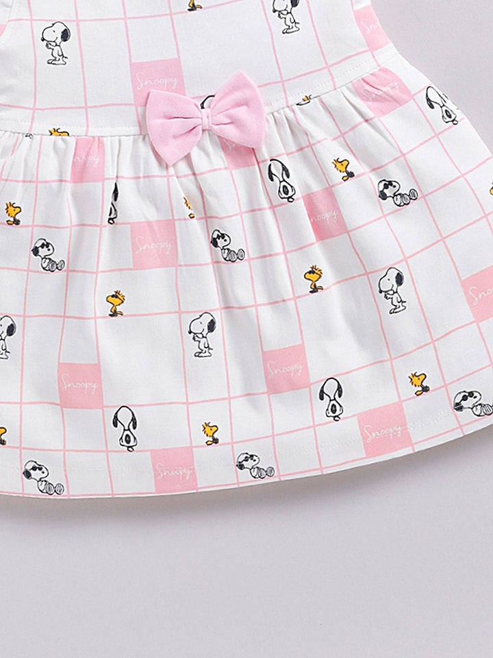 Happy Faces Girls Cotton Printed Flutter Sleeve Fit & Flare Dress