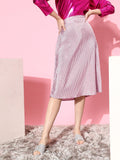 Athena Lavender A-Line Shimmery Accordion Pleated Skirt