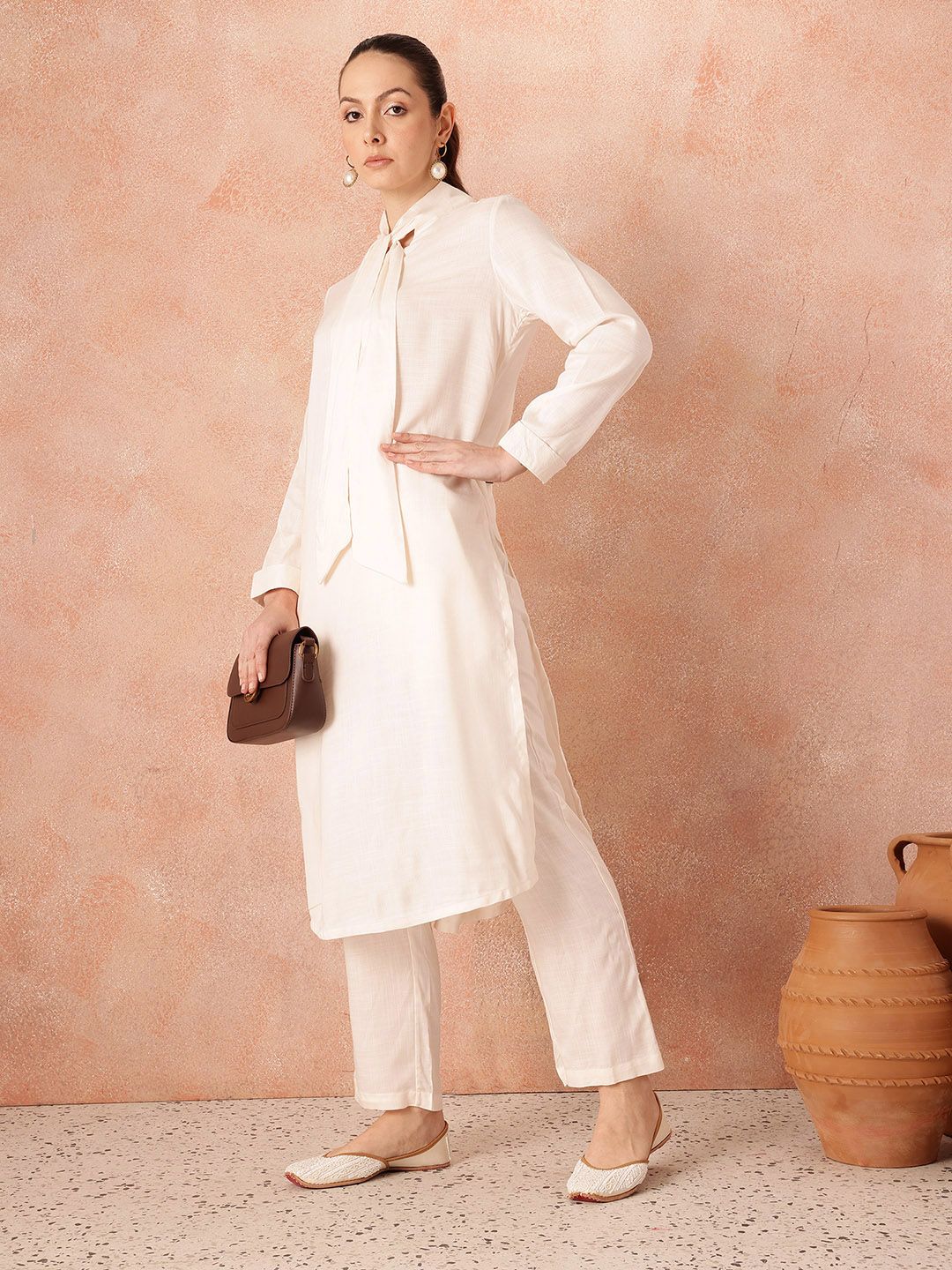 all about you Women Regular Kurta with Trousers With Tie-Up Detail